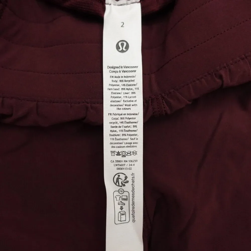 New Lululemon Size 2 Hotty Hot Shorts High Rise HR 4” Lined GARN Garnet - Picture 6 of 8